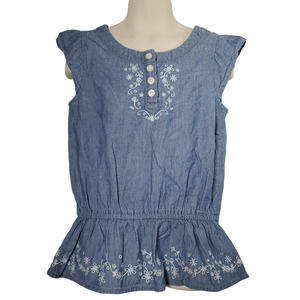 Childrens Place Girls Shirt Size 5-6 Small Blue Floral